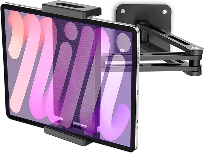 Urmust Tablet Wall Mount Holder for iPad, 360°Rotation Adjustable Tablet Stand Holder with Aluminum Extendable Arm, for iPad mini/Air/Pro/Galaxy Tab/Kindle, All 4.7-13" Phones & Tablets