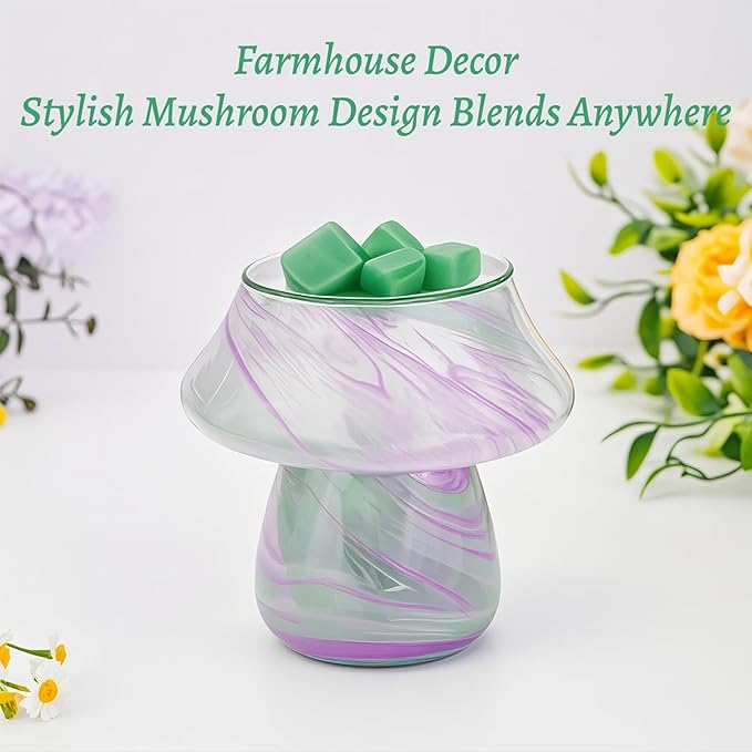 Electric Mushroom Wax Melt Warmer, Flameless 3-in-1 Cute Wax Warmer for Scented Wax Candle Lamp Essential Oil Burner Diffuser Decor Candle Warmer Lamp for Home Office Gifts & Decor