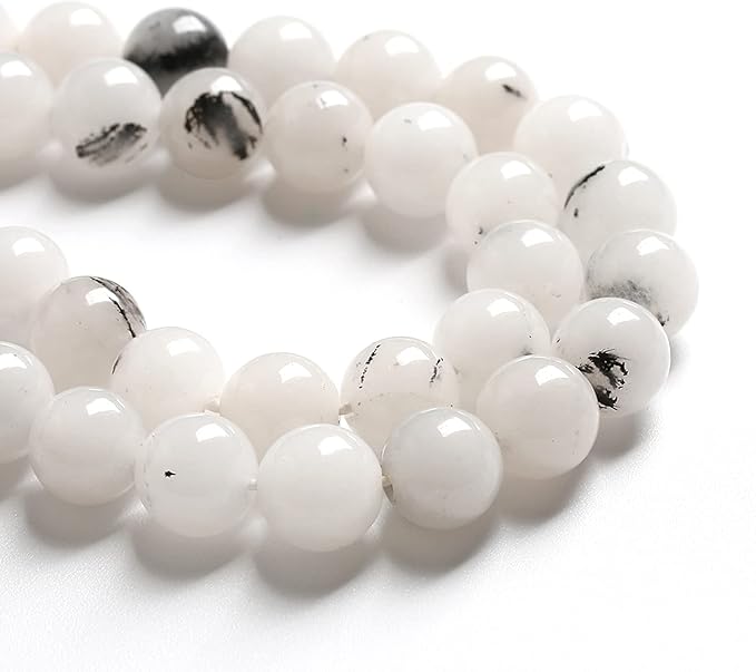 4MM 86PCS Natural Stone Ink Spots Jade Loose Beads for Jewelry Making DIY Bracelet Necklace
