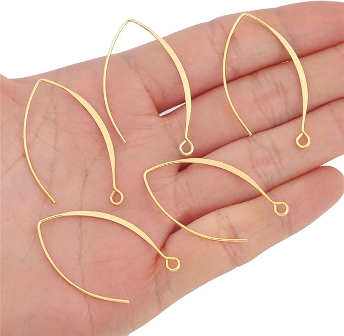 18K Gold Plated Earring Hooks U Shape 15x38mm 20pcs for Jewelry Making Findings