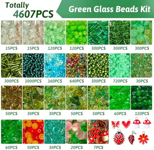 YLINKZORMA Beaded Plant Kit, Green Glass Forever Plant Beads Jewelry Making - Image 3