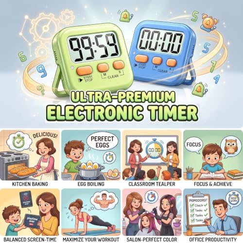 Antonki 2 Pack Digital Timer for Kids Classroom Kitchen Timers for Cooking - Image 6