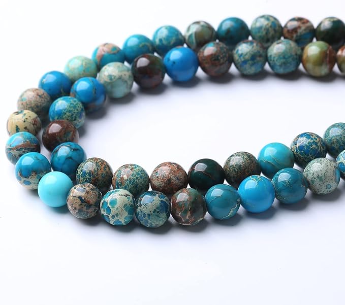 45PCS 8mm Natural Blue Imperial Jasper Beads Round Loose Stone Beads for Jewelry Making for Jewelry Making DIY Bracelet Necklace 15 Inch,Energy Stone Healing Power (8mm, Blue Imperial Jasper Beads)