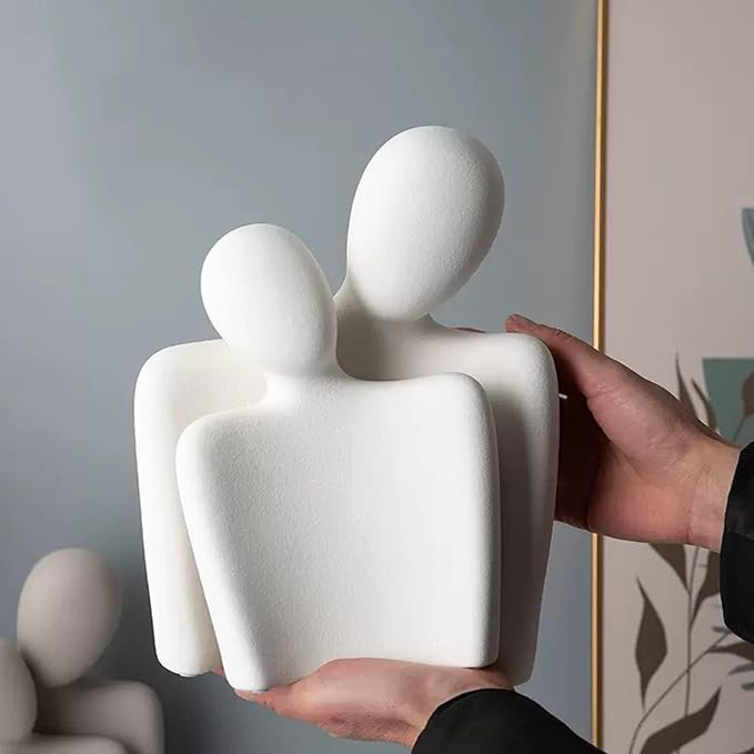 Katoonx Hugging Couple Statues Ceramic Lover Figurine Characters Coffee Table Decor (White)