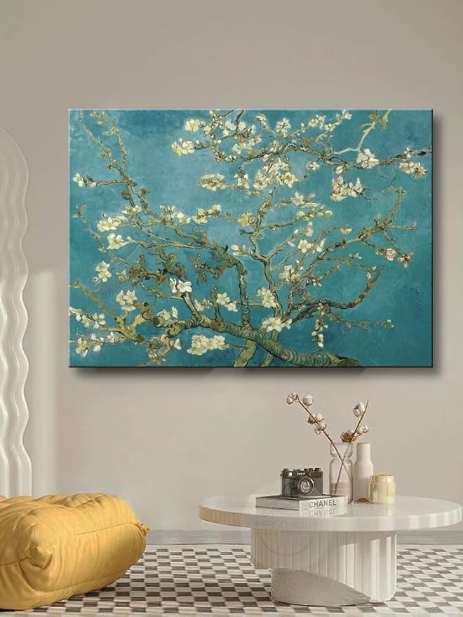 msspart Almond Blossom Tree by Vincent Van Gogh Oil Paintings Reproduction, Giclee Canvas Prints Wall Art for Bedroom Bathroom Home Decorations 32"x48"