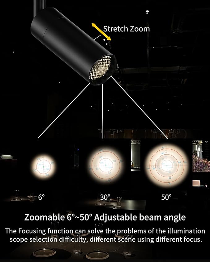 Led Modern Directional Spotlight, Zoomable Monopoint Ceiling Spot Light for Indoor Cafeteria Foyer Living Room Warm White