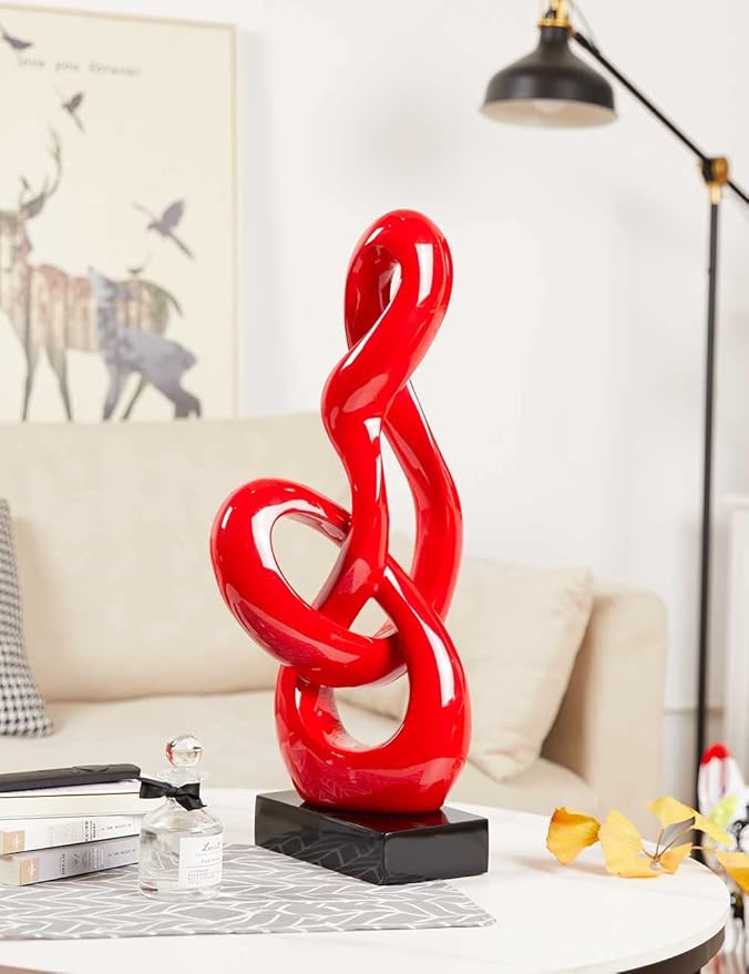 NENBOLEC Sculpture Music Note Decor Modern Statue Gifts Treble Clef Figurine Polyresin Arts Red 23 inch