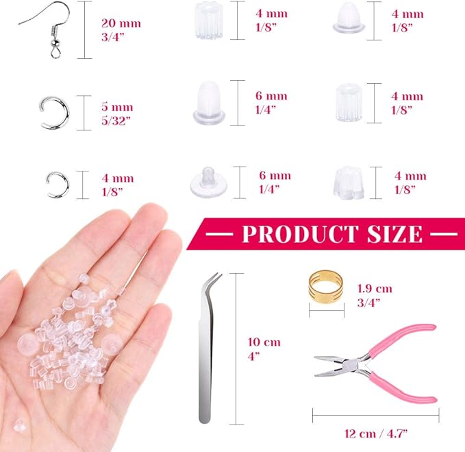 Earrings Hooks for Jewelry Making, Anezus 2000Pcs Earring Making Supplies Kit with Fish Hook Earrings, Earring Cards, Jewelry Plier, Earring Backs and Jump Ring for Jewelry Making and Earring Repair