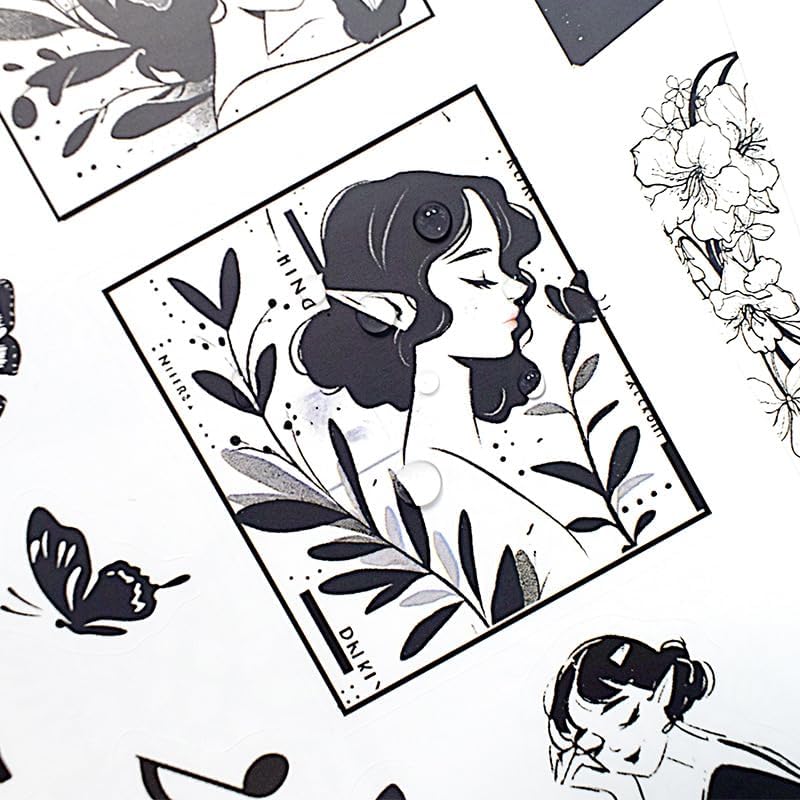 Alideco 20pcs Vintage Scrapbook Stickers Europe and The United States Figure Flowers Sticker Book for Adults Sticker journaling Stickers for Scrapbooking (heiqun) - Image 4