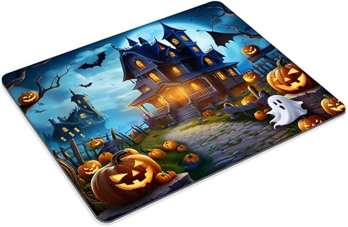 Square Mouse Pad Halloween Pumpkin Lanterns,Gaming Mouse Pads for Desk,Soft Computer Waterproof Non-Slip Mouse Mat