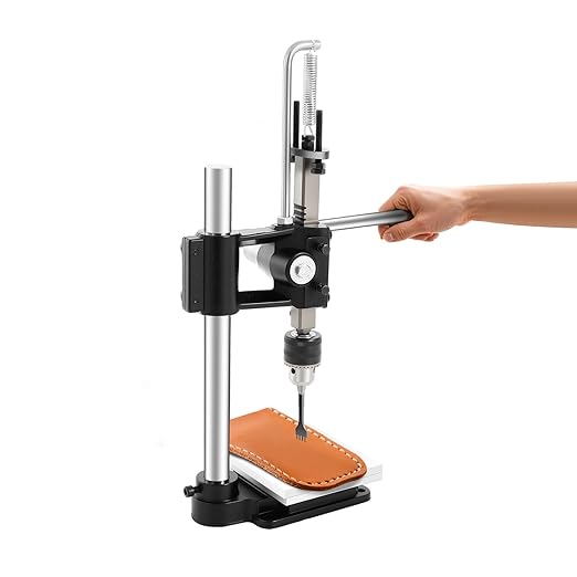 Leather Press, Leather Embossing Machine, Manual Press Puncher with PP Plate and Aluminum Plate, for DIY Craft, Punching, Pronging, Stamping Process