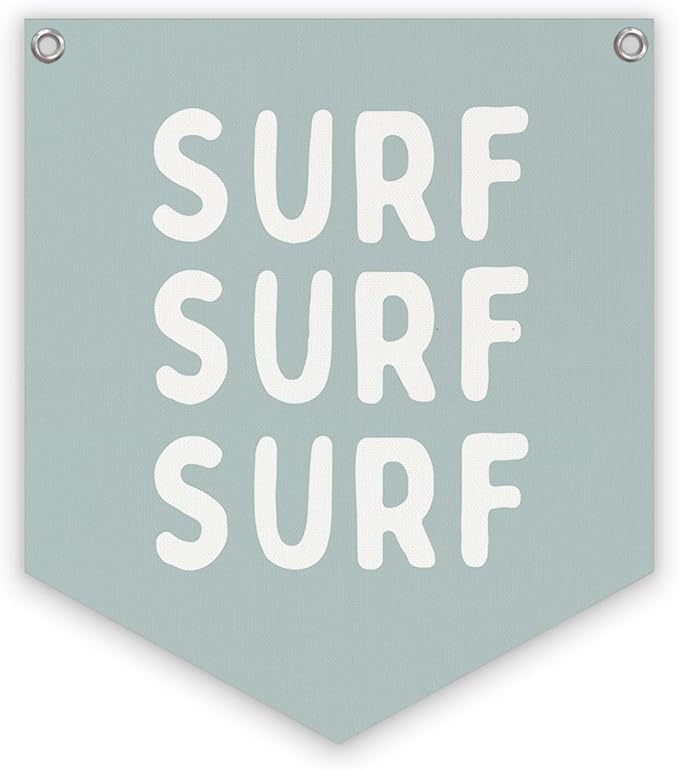 Lacama Surf Decor for Kids Room, Surf Linen Canvas Banner, Coastal Beach Wall Hanging Flag, Nautical Ocean Theme Sign for Boys Room, Playroom, Nursery 12.4x14 in