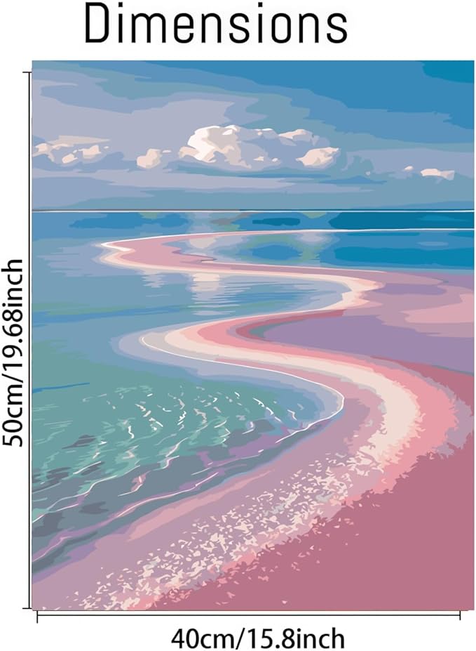 CSZPPQAF Paint by Numbers Kit for Adults Beginner, Landscape Beach Paint by Number Kits on Canvas, DIY Easy Acrylic Watercolor Oil Painting by Numbers for Home Wall Decor 16X20inch