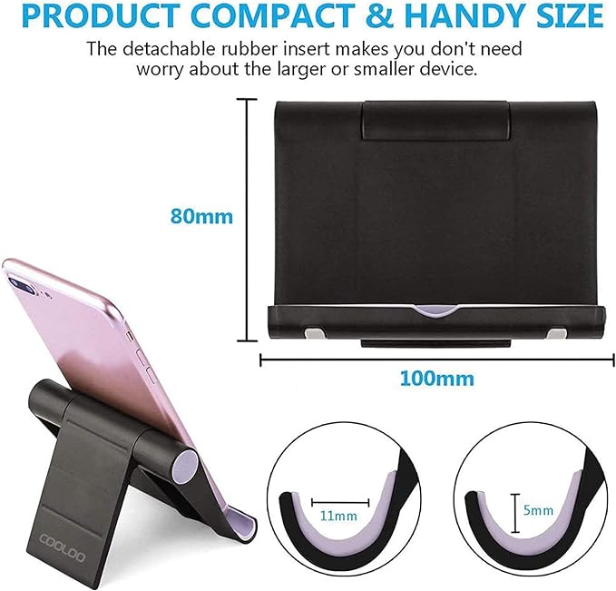 Cell Phone Stand Multi-Angle,【2 Pack】 Tablet Stand Universal Smartphones for Holder Tablets(6-11"), e-Reader, Compatible Phone XS/XR/8/8 Plus/7/7 Plus, Galaxy S8/S7/Note 8, Air, Mini, Pixel 2(Black)