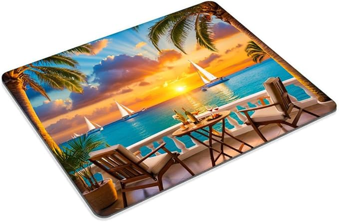 Square Mouse Pad Ocean Sunset,Gaming Mouse Pads for Desk,Soft Computer Waterproof Non-Slip Mouse Mat