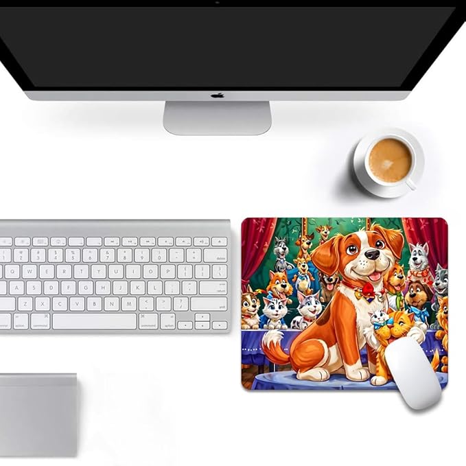 Dog Party Texture Mouse pad, Square Waterproof and Anti Slip Mouse pad for Office laptops