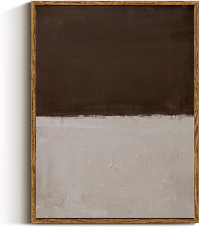 VIYYIEA Modern Abstract Framed Wall Art, Brown Grey Wall Art Bedroom Neutral Decor, Canvas Print Color Pictures, Living Room Vintage Decor, 12x16 inch