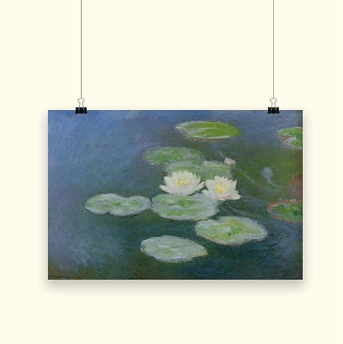 CFIOZYOS 40+ Monet Famous Print Posters Water Lilies, Evening Effect by Claude Monet Impressionism Canvas Poster Wall Art Print Bedroom Decor Office Room Kitchen Decor Gift Unframe 12×18inch(30×45cm)