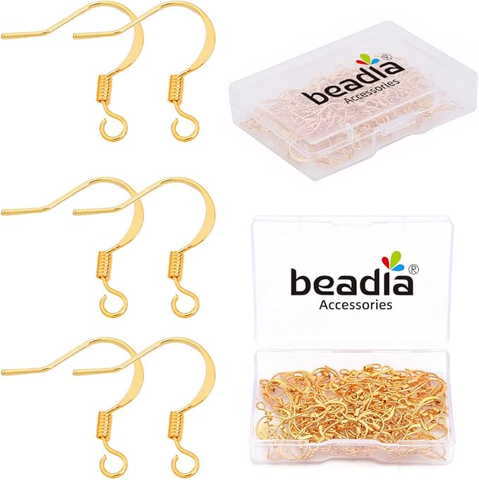 18K Gold Plated Earring Hooks 16x16mm 100pcs for Jewelry Making Findings