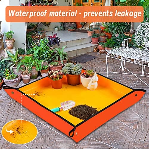 Repotting Mat for Indoor Plant Transplanting & Potting Soil Mess Control, 26.8" X 26.8" Portable Potting Tray Succulent Plant Mat Indoor Gardening Tools Gardener Gifts Plant Gift for Plant Lovers - Image 4