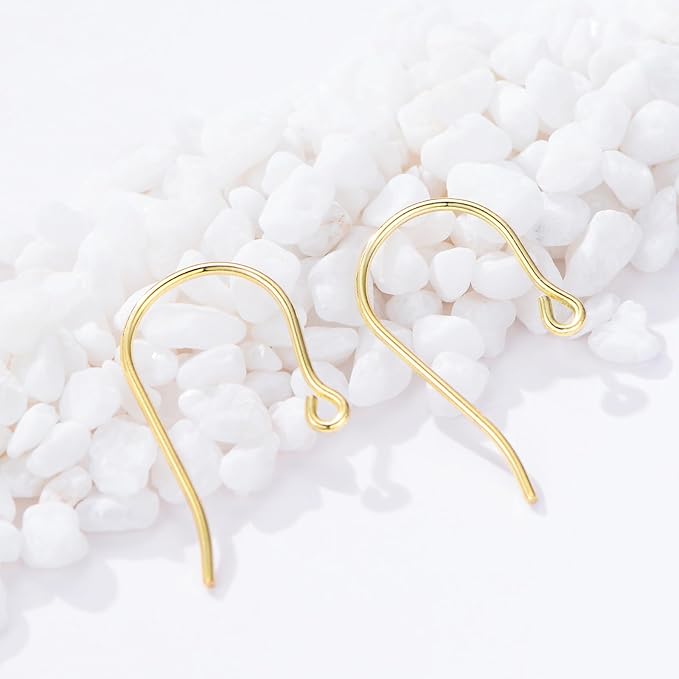 14K Real Gold Earring Hooks for Jewelry Making Fish Hooks 14K Yellow Gold Earring Findings for Earrings Jewelry Making(Style 5)
