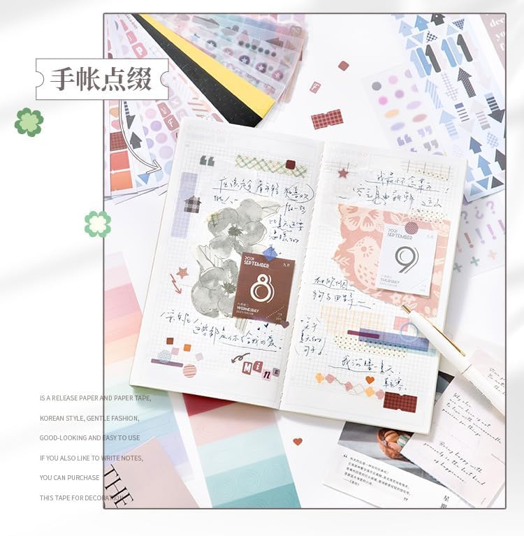 Alideco 30pcs Scrapbook Stickers Vintage Color Card Base Shapes Sticker Book for Adults Sticker journaling Stickers for Scrapbooking (wenyipian) - Image 4