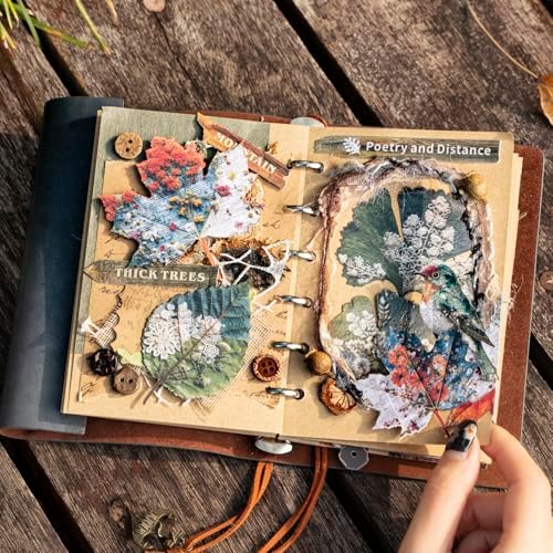 Retro Natural Collage Cardstock Sticker Pack – 60pcs Butterflies Birds Leaves Mushrooms DIY for Scrapbook Junk Journal Cardmaking Tags Collage & Item Decoration - Image 6