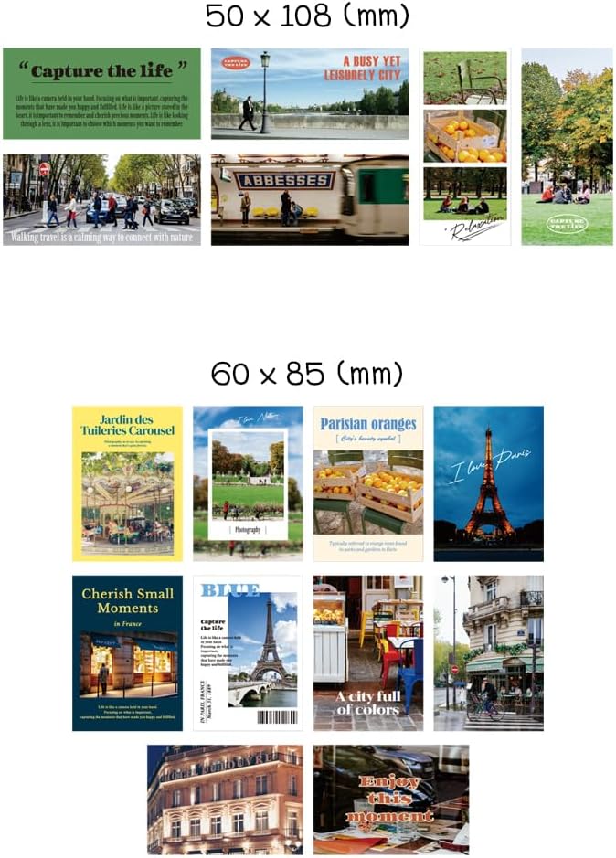 Monolike Capture The Life Sticker Pack - Paris (102Pcs) - Variety Pack, Journal, Scrapbook, Waterproof, Fancy Sticker