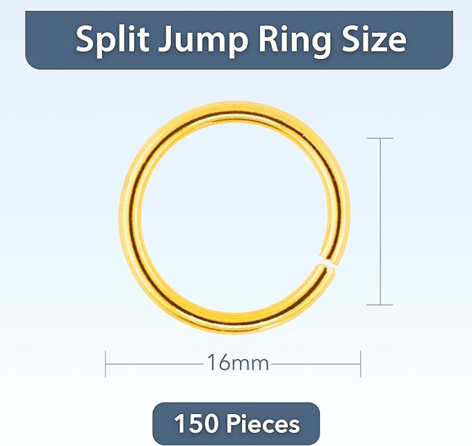 Mandala Crafts Assorted Gold Color Jump Rings Jewelry Findings Metal O Rings for Jewelry Making Supplies - 150 16mm Small Open Jump Rings Kit for Necklace Earring