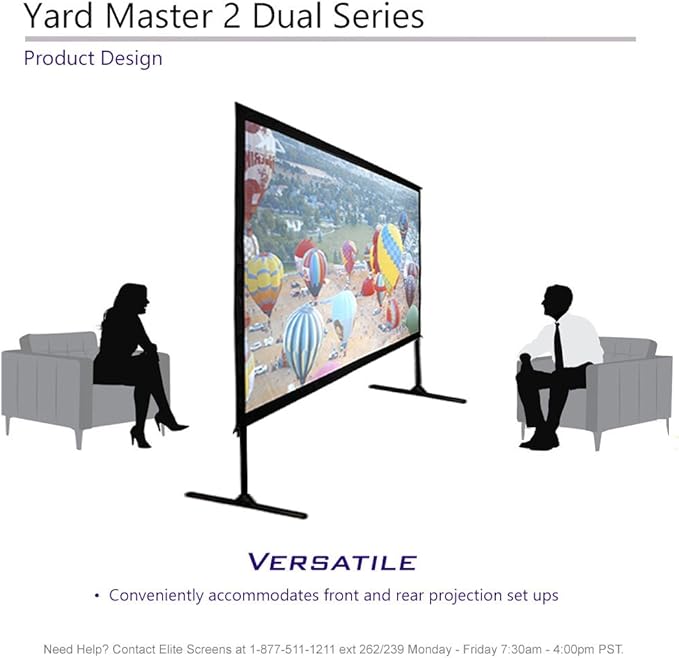 Elite Screens Yard Master 2 DUAL Projector Screen, 120-INCH 16:9, Front and Rear 4K/8K Ultra HD, Active 3D, HDR Ready Indoor and Outdoor Projection, OMS120H2-Dual |US Based Company 2-YEAR WARRANTY