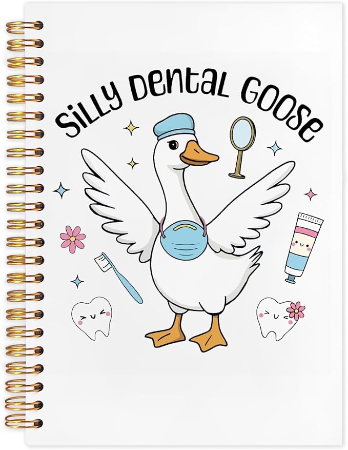 WUCHJ Dentist Gifts Notebook, Dental Hygienist Assistant Gifts Journal, Silly Dental Goose Spiral Notebook Journal for Note Taking, Dentist Office Supplies, 5.5x8.3 Inch