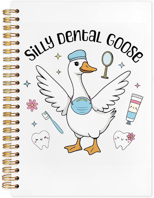 WUCHJ Dentist Gifts Notebook, Dental Hygienist Assistant Gifts Journal, Silly Dental Goose Spiral Notebook Journal for Note Taking, Dentist Office Supplies, 5.5x8.3 Inch