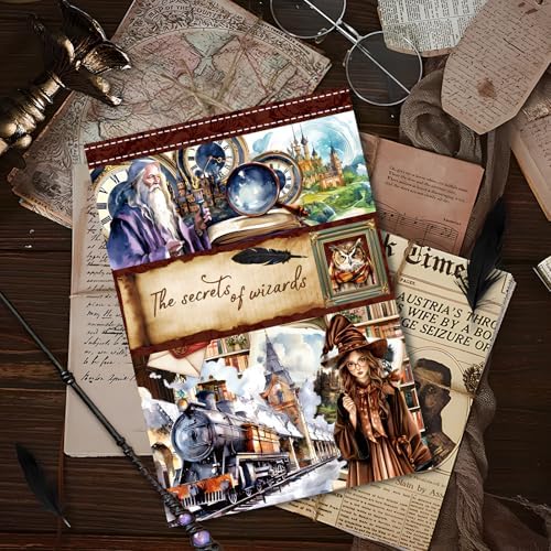 Snycler Sticker Book - 20 Sheets Vintage PET Stickers for Scrapbooking, Junk Journaling, Ephemera, and Decorative Crafts-The Secrets of Wizards - Image 2