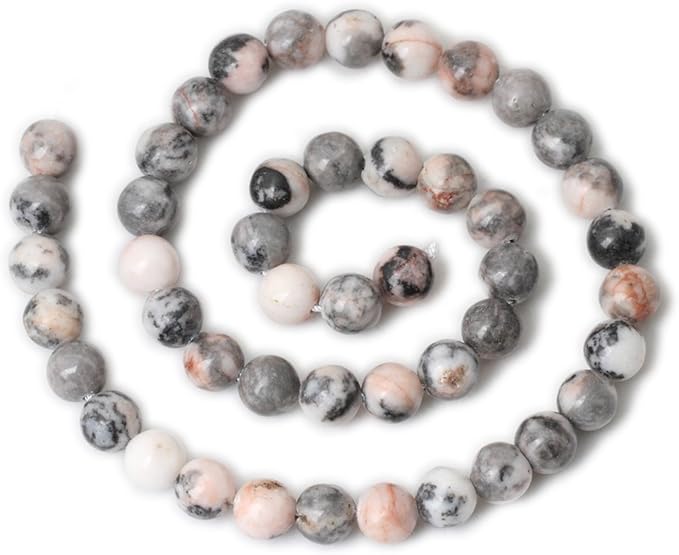 45PCS 8mm Natural Pink Zebra Jasper Round Loose Beads for Jewelry Making DIY Handmade 1 Strand 15"