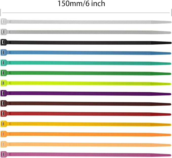 XINGO 1400 PCS Colored Zip Ties 6 Inch, Multicolor Zip Ties, Mix Packed 14 Color Plastic Wire Ties Assortment for Home Office Garden Garage and Workshop