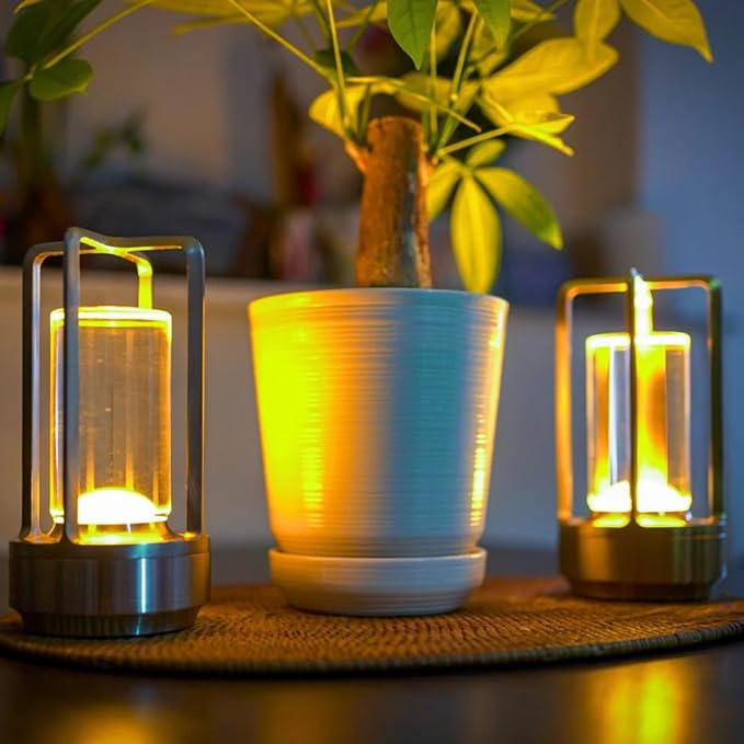 Klarako Crystal Lantern Lamp – Modern Cordless Rechargeable Bedside & Outdoor Light, Portable Wireless Lamp – Dimmable Touch Control – Luxury Living Room & Hotel-Style Lighting (Black, 1-Pack)
