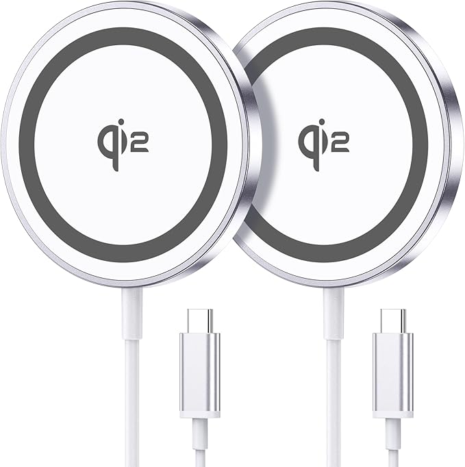 for Mag-Safe Charger 2 Pack,Qi2 Certified 15W Magnetic Wireless Charger Fast Charging Pad for iPhone 17 16 15 14 13 12&Airpods Pro 4 3 2&Samsung Galaxy S25&Pixel 10 Series,Strong Magnet,Ultra-Thin