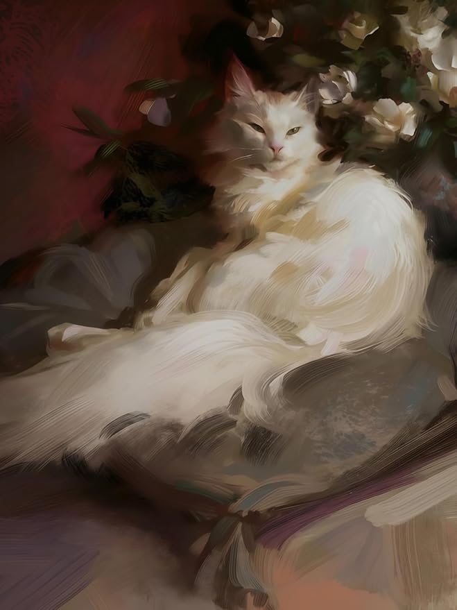 Mosaflare Paint by Numbers for Adults Beginner, Lazy Cat Adult Paint by Number Kits on Canvas, DIY Acrylic Oil Easy Painting by Numbers for Home Wall Decor 12X16 inch (Without Frame)