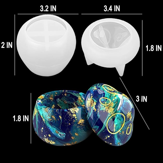 2 Sets Jar Resin Molds Silicone, Mushroom Jars Silicone Molds with Lids for Epoxy Resin Casting for Making Jewelry Storage Boxes, Candy Containers, Home Dressing Table Decoration