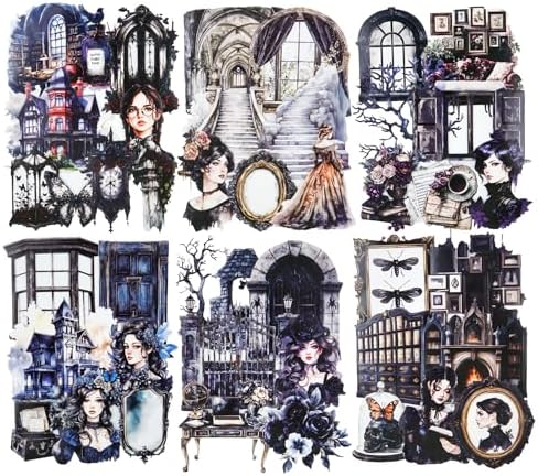 Gothic Manor Sticker Set, 120PCS Vintage Ephemera for Scrapbooking, Journaling, DIY Crafts and Planner Supplies by Auriicleaf