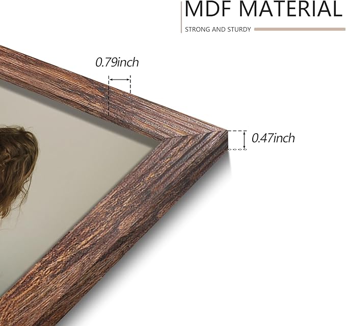 8x10 Picture Frame Set of 9, Display Pictures 5x7 with Mat or 8 x 10 Without Mat, Multi Photo Frames for Wall Mounting or Table Top Display, Rustic Brown