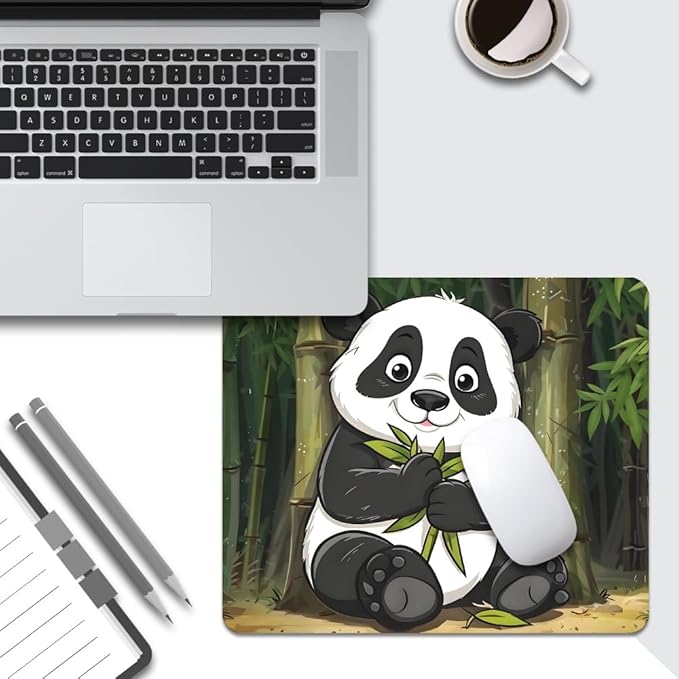 Pandas eat Bamboo Texture Mouse pad, Square Waterproof and Anti Slip Mouse pad for Office laptops