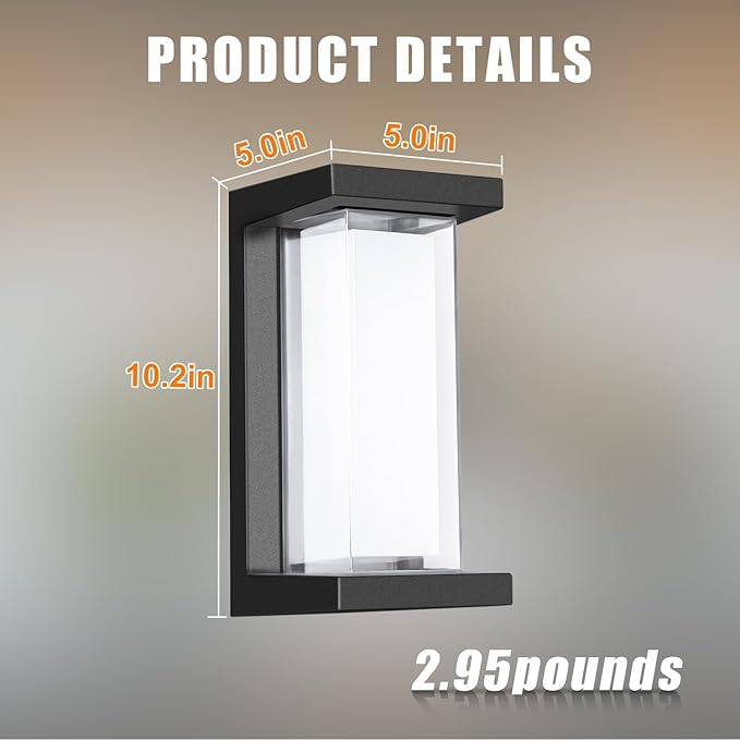 Juyace 18W Exterior Lighting Fixtures 6 Pack Budget-Friendly Outdoor Porch Lights Modern Black Sconces Wall Mount 1800Lm 3000K IP65 Waterproof for Garage House Patio Front Door Entryway