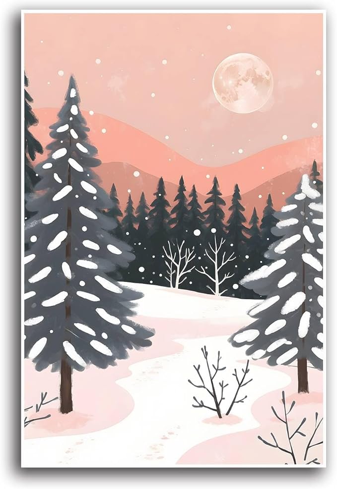 Canvas Wall Art serene winter landscape art print Christmas snow cosy winter's day 28x40in-UnFramed