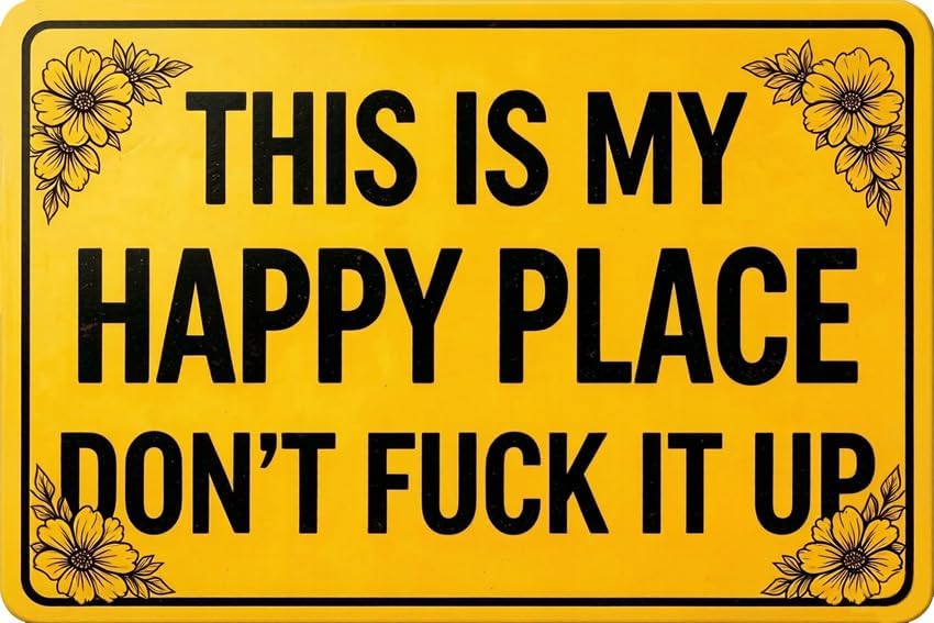 Vintage Happy Place Metal Sign,Retro Funny Home Tin Sign,Wall Aesthetics for Bar Pub Club Cafe Living Room Kitchen Restaurant Shop Office,8x12 Inches (Happy Place-02) by Unknown