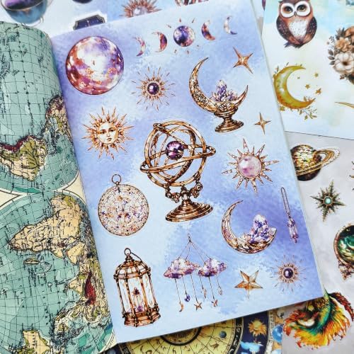 PRSTINCOL Vintage Astrology Sticker Book with Celestial Papers, 40 Pages - Image 4
