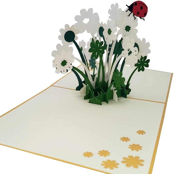 iGifts And Cards Ladybug Flower 3D Pop-Up Card – Blooming Floral Keepsake for Birthday, Mother’s Day, Thank You, Friendship, Sympathy – Nature Lovers, Mom, Wife, Bee Keeper – 6 x 6