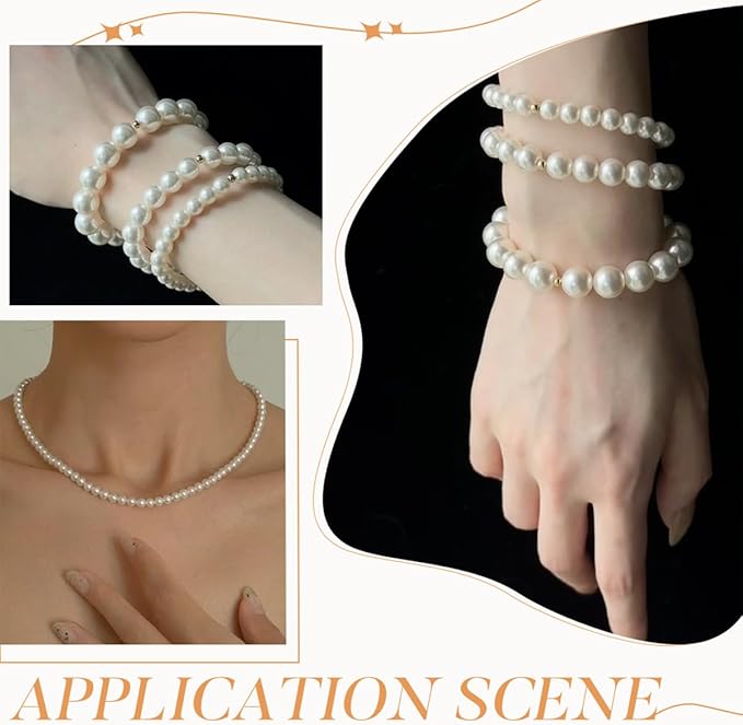 1000Pcs Pearl Beads for Bracelets Making -4mm 6mm White Pearl Beads with Gold Spacer Bead & Shell Jewelry for Bracelet Necklace DIY Craft Making Kit, Beach Theme Friendship Jewelry Making Kit