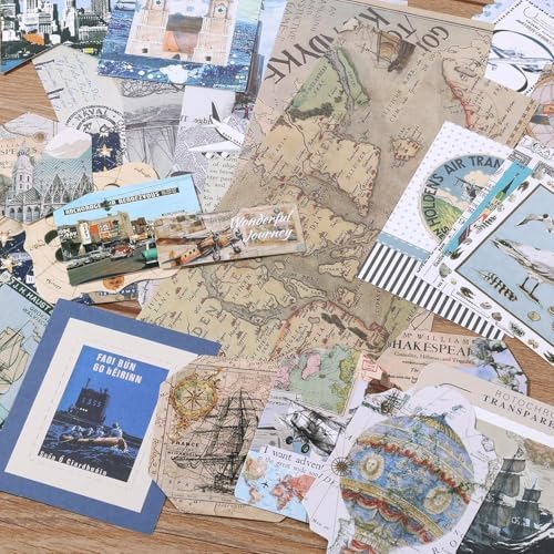 ATIRAMANIYA 346pcs Vintage Scrapbook Kit Aesthetic Junk Journal Set with Stickers, Washi Tape, A6 Notebook & Decorative Paper, All-in-One Scrapbook Kit Stationery (Global Travel) - Image 6