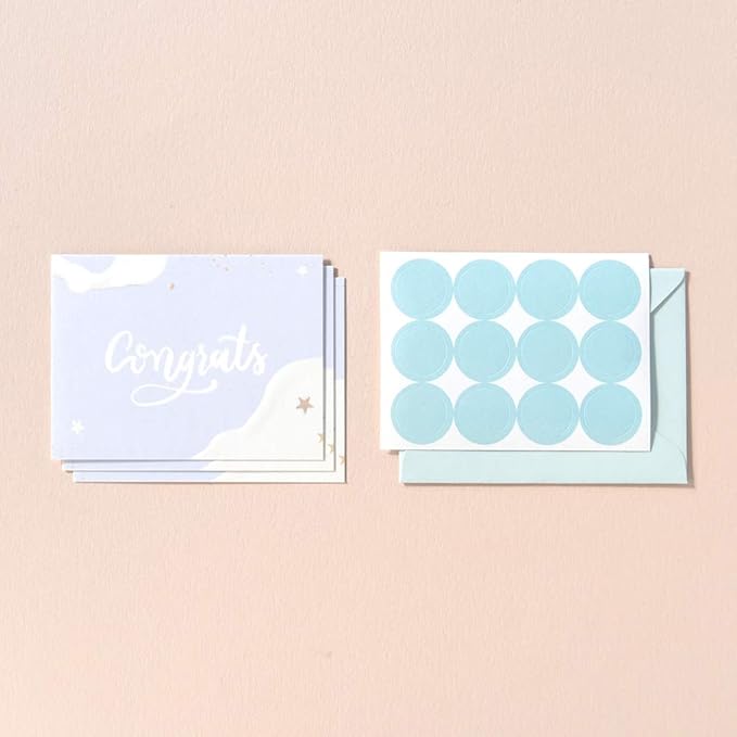 Monolike Day-by-day Card, Congratulations - Mix 36 Mini Single cards, 36 envelopes, 36 stickers Package
